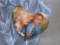 Cojines personalizados en forma de corazón Cojines personalizados en forma de corazón con foto familiar