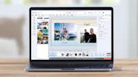 Pixum Fotowelt Software Laptop mit geöffneter Pixum Fotowelt Software während einer Fotobuch Gestaltung